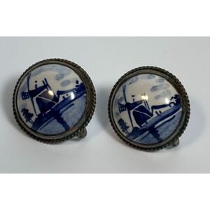 Earrings‎ Delft Vintage Porcelain Elegant Detailed